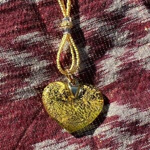 Authentic Handmade Vintage Venetian Murano Glass Heart Necklace